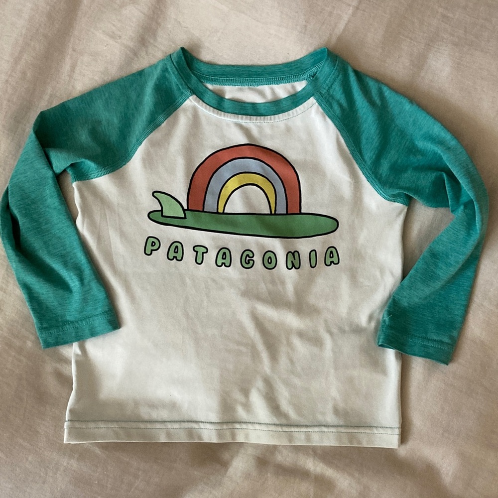 Patagonia Kids' Teal and White Capilene Tee Sun Protective UPF 50